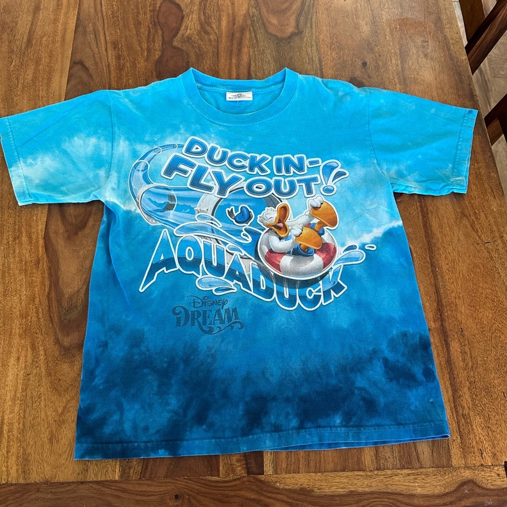 Disney Cruise Line-Aquatuck "Duckin' Fly Out" Kids Tie-Dye Blue Graphic T-Shirt